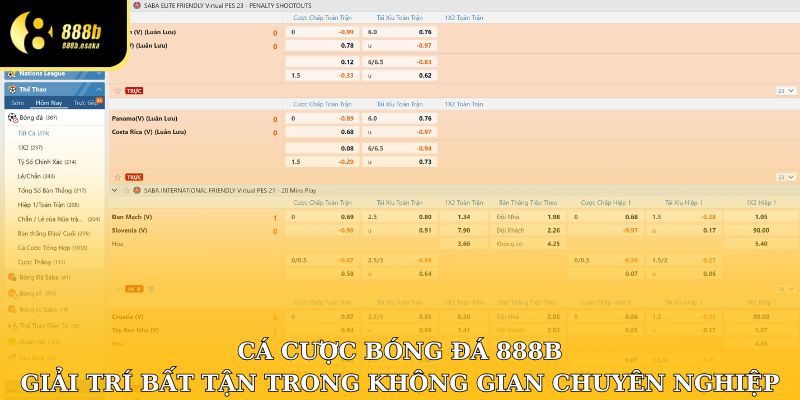 Cá cược bóng đá tại 888B giải trí bất tận trong không gian chuyên nghiệp, uy tín
